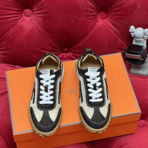 hermes jet suede mesh sneakers black white