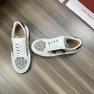 ferragamo trendy napa leather canvas sneakers white