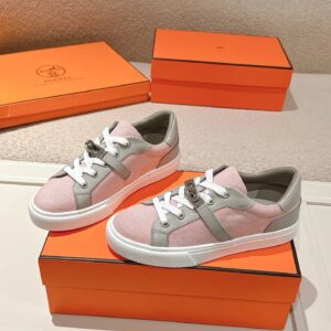 hermes day leather sneakers pink