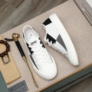 gucci leather sneakers white black gray