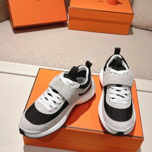 hermes loop leather sneakers black gray