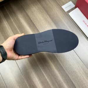 ferragamo casual napa leather mesh sneakers navy white