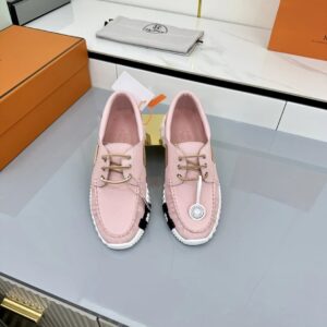 hermes loop leather sneakers pink black