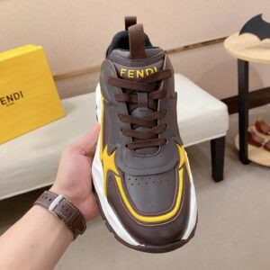 fendi flow cowhide sneakers brown