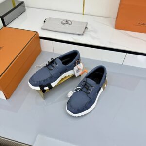 hermes loop leather sneakers navy