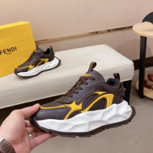 fendi flow cowhide sneakers brown