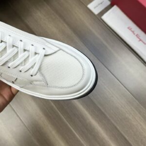 ferragamo casual napa leather mesh sneakers white