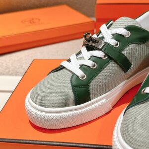 hermes day leather sneakers green