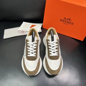 hermes jet leather sneakers brown