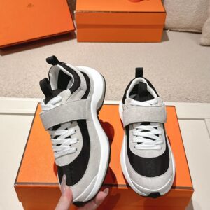 hermes loop leather sneakers black gray