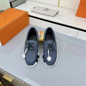 hermes loop leather sneakers navy