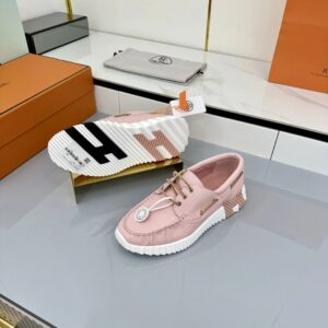 hermes loop leather sneakers pink black