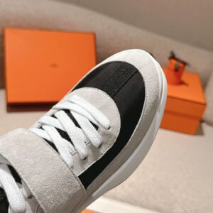 hermes loop leather sneakers black gray