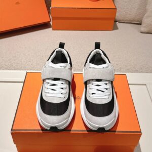 hermes loop leather sneakers black gray