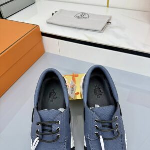 hermes loop leather sneakers navy