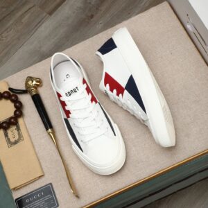 gucci leather sneakers white blue red