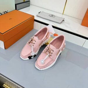 hermes loop leather sneakers pink black
