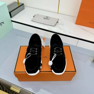 hermes loop leather sneakers black