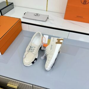 hermes loop leather sneakers beige