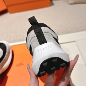 hermes loop leather sneakers black gray