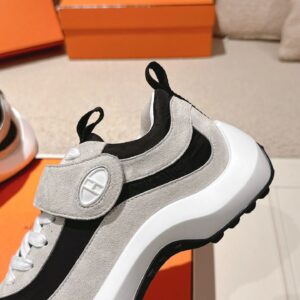 hermes loop leather sneakers black gray