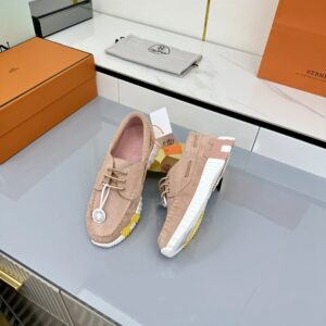 hermes loop leather sneakers pink