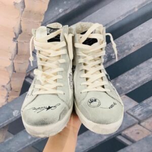 golden goose francy high top sneakers grey graffiti