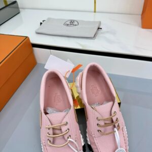 hermes loop leather sneakers pink black