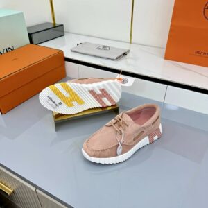 hermes loop leather sneakers pink