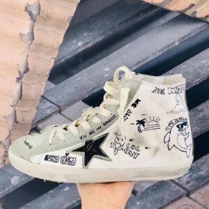 golden goose francy high top sneakers grey graffiti