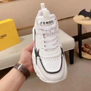fendi flow cowhide sneakers white