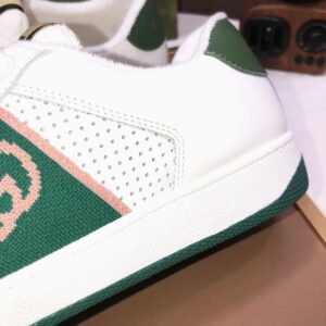 gucci distressed screener sneaker white green