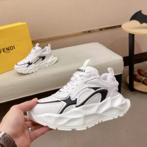 fendi flow cowhide sneakers white