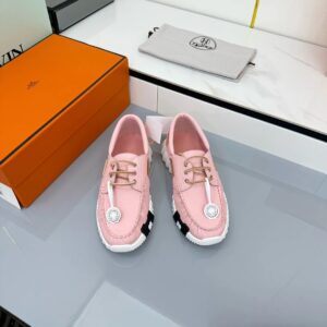 hermes loop leather sneakers pink black