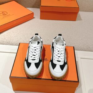 hermes jet suede sneakers black white