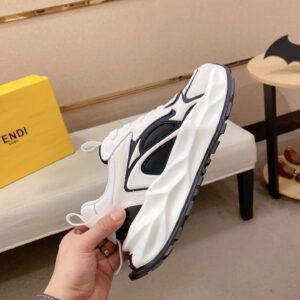 fendi flow cowhide sneakers white black