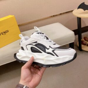 fendi flow cowhide sneakers white black