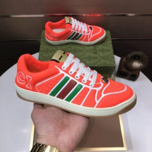 gucci distressed screener sneaker red pink