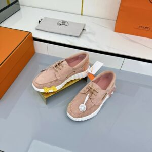 hermes loop leather sneakers pink