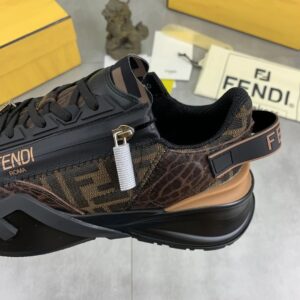 fendi flow casual sneakers cowhide brown