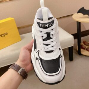 fendi flow cowhide sneakers white black