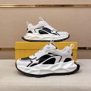 fendi flow cowhide sneakers white black