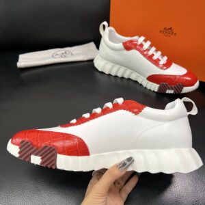 hermes bouncing luxury sneakers red white