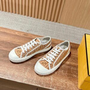 fendi canvas sneakers light brown