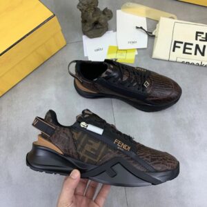 fendi flow casual sneakers cowhide brown