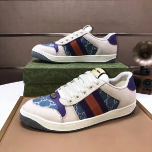 gucci distressed screener sneaker blue