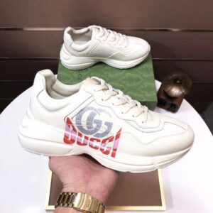 gucci rhyton clunky sneakers white red