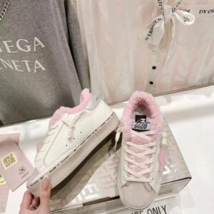 golden goose hi star sneakers pink wool