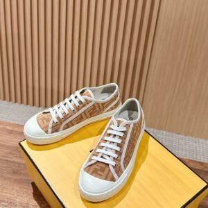 fendi canvas sneakers light brown