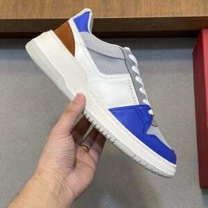 ferragamo napa leather sneakers blue white